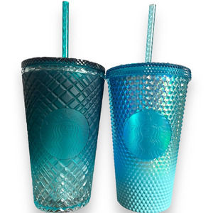 Starbucks 2023 Winter Blue Studded & Green Jeweled Ombre 16 oz Cold Cup Tumbler